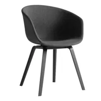 hay - chaise avec accoudoirs capitonné aac 23 chêne noir - anthracite/etoffe remix 183  /structure en chêne laqué noir à base d'eau/avec patins en pla